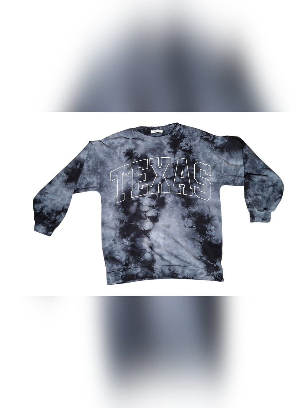 Tres Bien Black & Grey Texas Tie-Dye Oversized Longsleeve Crewneck Sweatshirt S